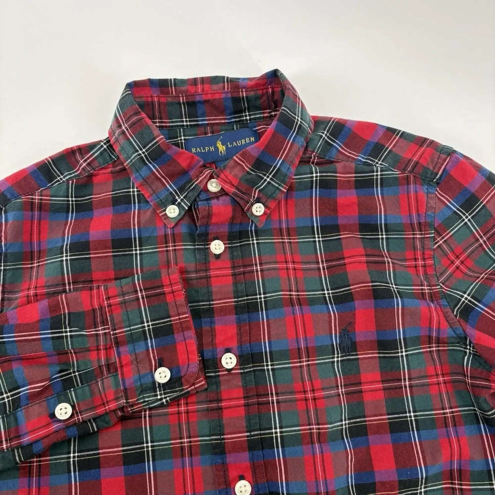 Ralph Lauren Boys Multicolor Red Plaid Button Down Shirt Size 7